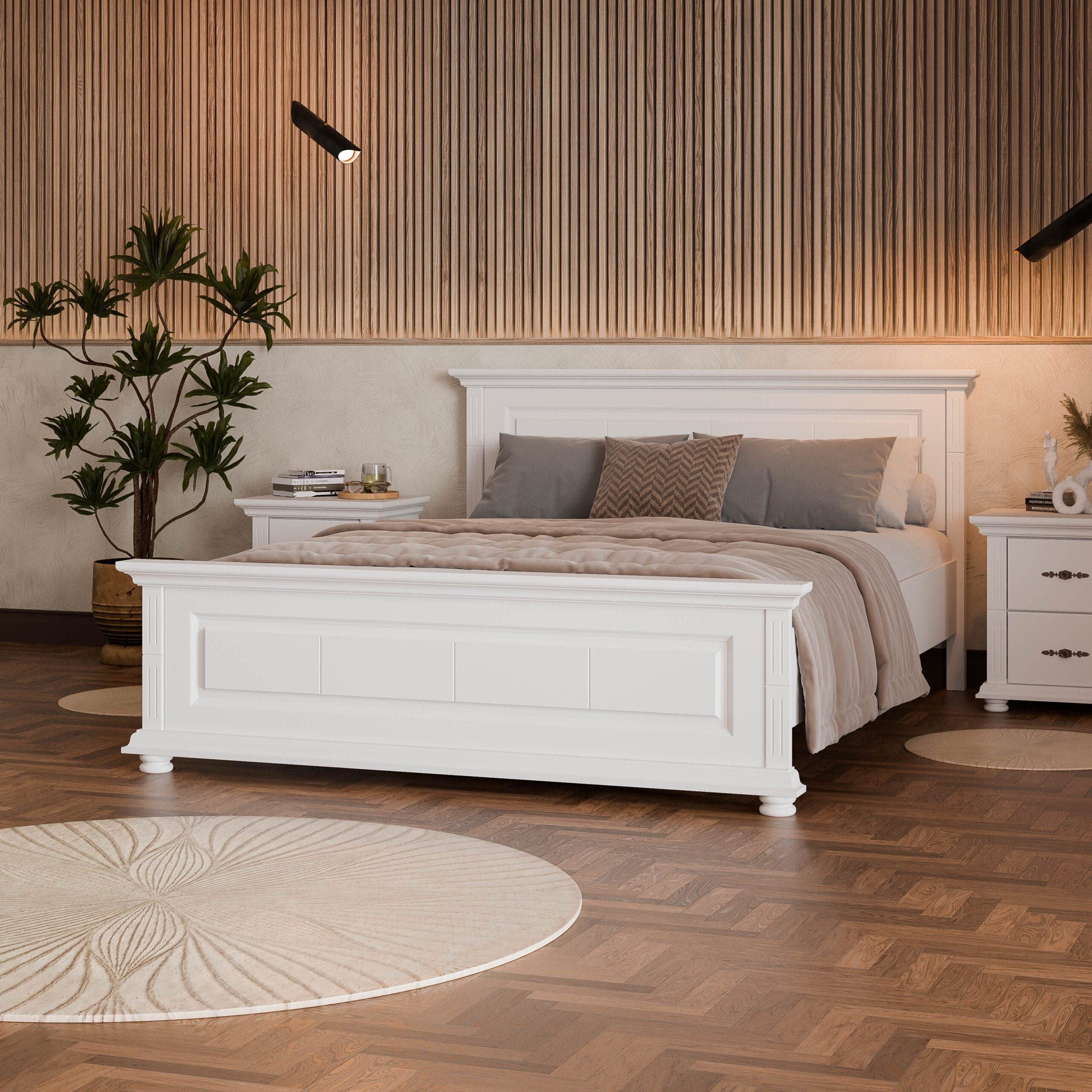 Massivholzbett Skagen 160 cm mit großem Kopfteil