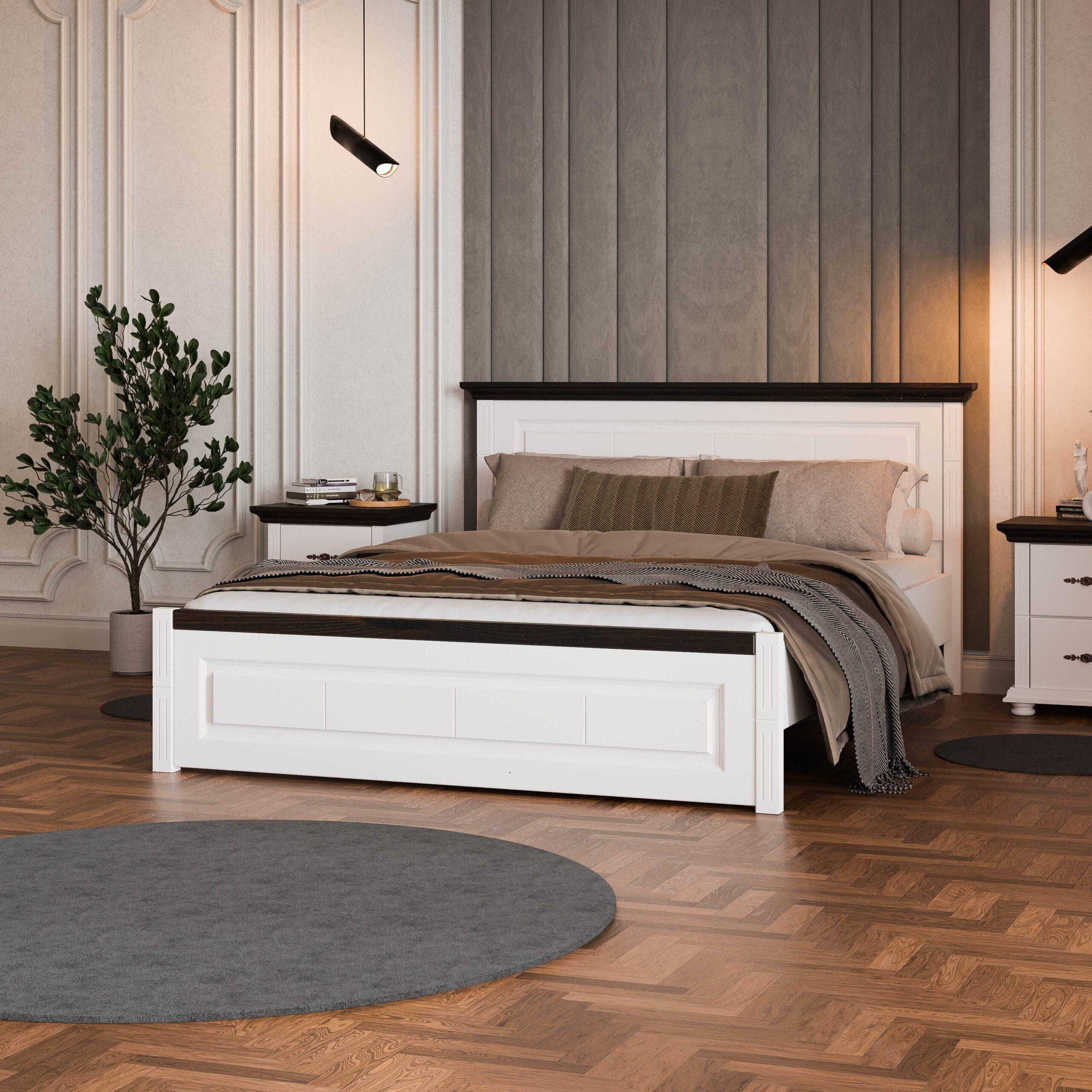 Massivholzbett „Skagen“ 140 cm mit schmalem Kopfende