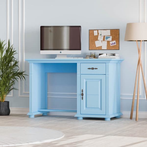 Schreibtisch Skagen Baby Blue aus Massivholz mit Schublade