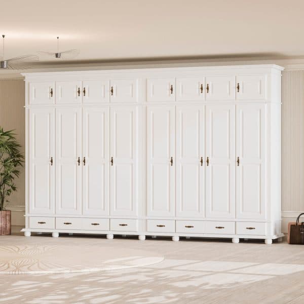 8-türiger Massivholzschrank Nordby mit Aufsatz, 260 cm
