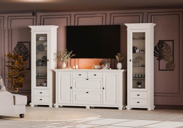 Wohnzimmer Skagen aus Massivholz in Kaschmirbeige